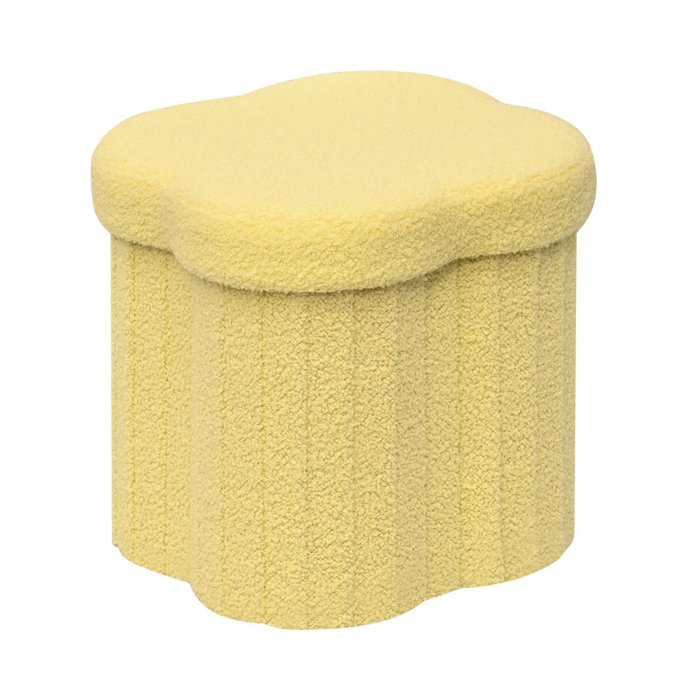 B FSOBEIIALEO Storage Ottoman Cube, Flowers Shaped Ottomans with Storage Foot Stool Footrest for Lving Room, Boucle Ottoman Seat for Dorm Room,Faux Teddy Fur, Cream White 12.6"x12.6"x12.6"