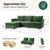 HULALA HOME 127'' Modular Sectional Sofa, Oversized U Shaped Couch with Storage Ottoman, Comfy Chenille Sofa with Deep Seat, 6 Seat Convertible Couches for Living Room, Beige