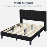 Yaheetech King Bed Frame Upholstered Platform Bed with Fabric Headboard, Wing Edge Design/Non-Slip and Noise-Free/Wooden Slats Support/No Box Spring Needed/Easy Assembly, Ivory King Bed