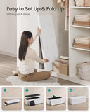 SONGMICS MAZIE Collection - 43 Inches Folding Storage Ottoman Bench, Ottoman with Storage, Foot Rest Stool, Load 660 lb, for Living Room, Synthetic Leather, Black ULSF701