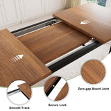 Feonase 5-Piece Dining Table Set for 4-8 People, 63" Large Extendable Kitchen Table Set with 2 Benches and 2 Square Stools, Dining Room Table with MDF Wood Board, Easy Assembly, Black