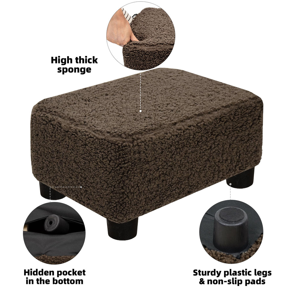 CAROLMADE Small Foot Stool Ottoman Footstool with Legs Under Desk Footrest for Living Room Bedroom and Office, Soft Ivory White