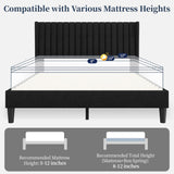 Yaheetech King Bed Frame Upholstered Platform Bed with Fabric Headboard, Wing Edge Design/Non-Slip and Noise-Free/Wooden Slats Support/No Box Spring Needed/Easy Assembly, Ivory King Bed