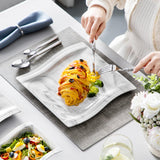 MALACASA Ivory White Dinnerware Sets, 30-Piece Porcelain Plates and Bowls Sets, Modern Dish Set for 6, Square Plates Dinnerware Set Kitchen Dishware Sets, Microwave and Dishwasher Safe, Series Flora