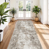 12x15 Area Rug for Living Room – Large Modern Neutral Abstract Thin Washable Carpet, Soft Low Pile Non-Slip Stain-Resistant for Bedroom Dining Room Home Office (Beige Grey)