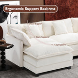 Ihanherry 146" U-Shaped Modern Sofa Modular Sectional Cloud Couch with 2 Ottoman, 6-Seat Chenille Deep Seat Sofa with 6 Pillows for Living Room, Bedroom and Apartment, Grey