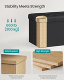 SONGMICS MAZIE Collection - 43 Inches Folding Storage Ottoman Bench, Ottoman with Storage, Foot Rest Stool, Load 660 lb, for Living Room, Synthetic Leather, Black ULSF701