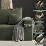 Boneless Sectional Cloud Couch Sofa for Living Room, 112" U-Shaped Modular Modern Lounge Sleeper Black Couches with Chaise, No Assemble, Cordury Compression Upholstered Sofas