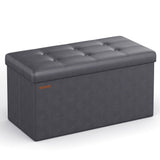 SONGMICS MAZIE Collection - 43 Inches Folding Storage Ottoman Bench, Ottoman with Storage, Foot Rest Stool, Load 660 lb, for Living Room, Synthetic Leather, Black ULSF701