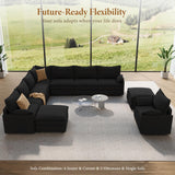 Vesgantti 142" U Shaped Sectional Couch, Comfy Cloud Modular Sectional Sofa with 2 Ottoman Deep Seat Chenille Modern Cloud Sofa, Modular Sofas for Living Room, Bedroom and Apartment, Beige