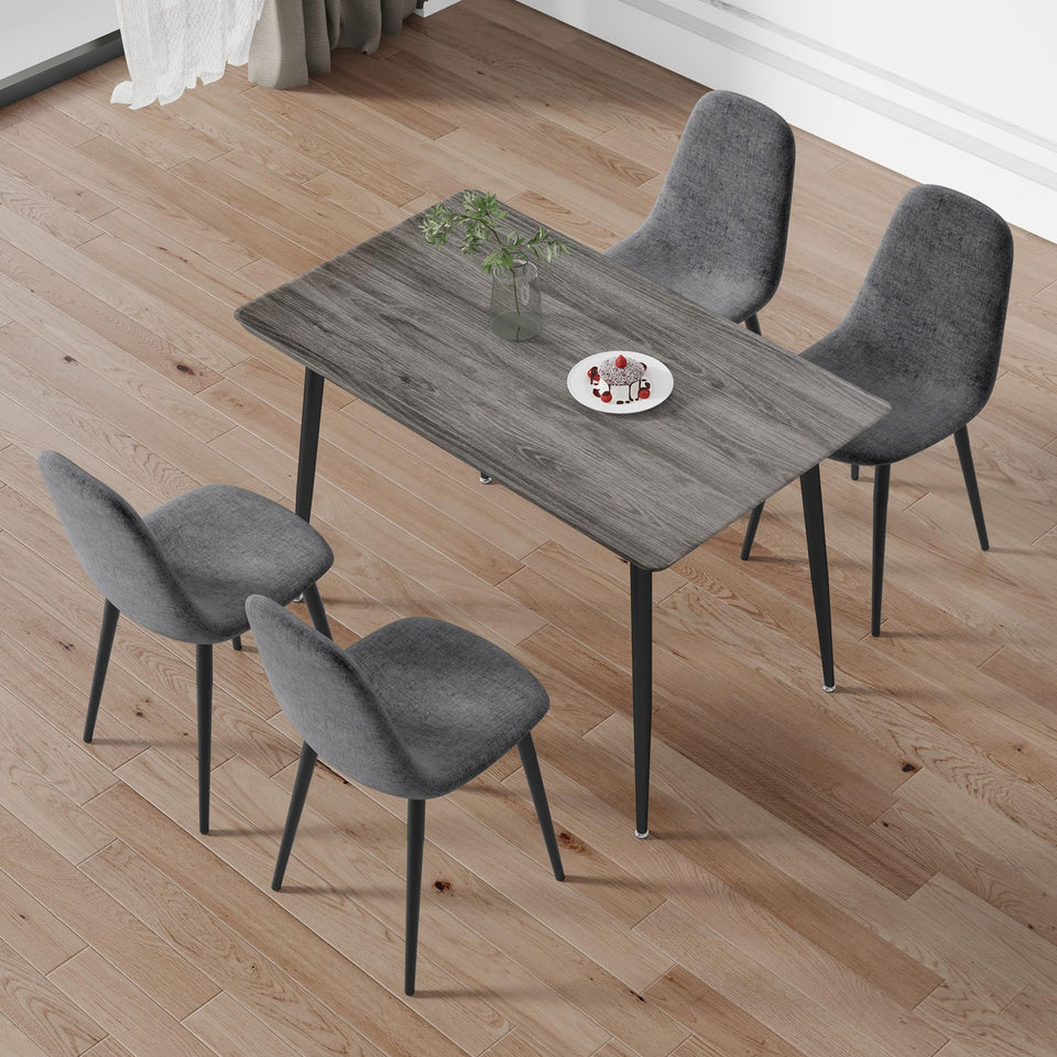 MUUOKY Dining Table Set for 4, Modern 55'' Wood Dinette Table Set for 4 with Fabric Dining Chairs,Table and Chairs Set of 4,Ideal for Kitchen Dining Room