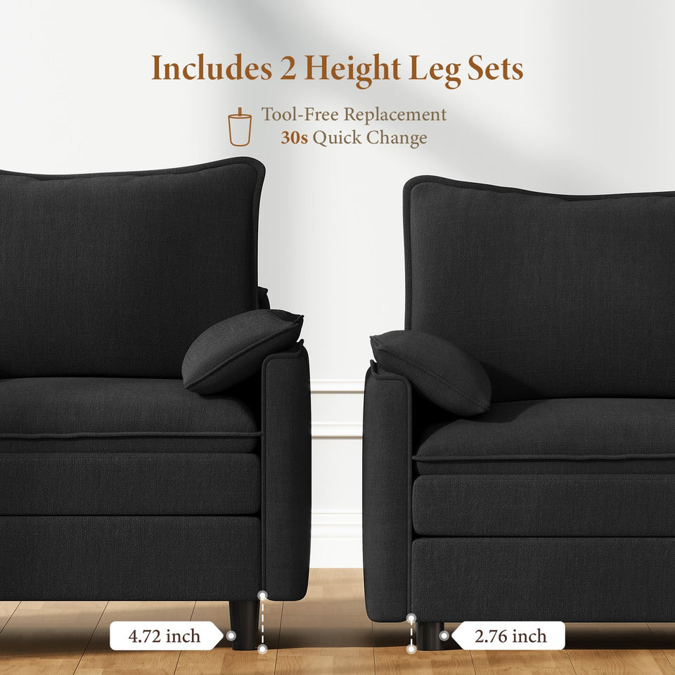 Vesgantti 142" U Shaped Sectional Couch, Comfy Cloud Modular Sectional Sofa with 2 Ottoman Deep Seat Chenille Modern Cloud Sofa, Modular Sofas for Living Room, Bedroom and Apartment, Beige