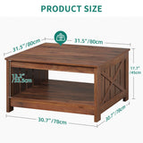 YITAHOME Coffee Table Farmhouse Coffee Table with Storage Rustic Wood Cocktail Table, Square Coffee Tables for Living Meeting Room with Half Open Storage Compartment, Grey Wash