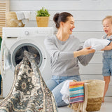 TOPRUUG Washable Oriental Area Rug - 12x15 Rugs for Living Room Soft Carpet for Bedroom Waterproof Floral Distressed Indoor Stain Resistant Non-Shedding Floor Carpets (Green, 12x15)