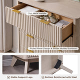 T4TREAM Fluted 7 Drawers Dresser, 54" Wide Modern Chest of Drawers with Faux Marble Top, Curved Profile Design, Dresser TV Stand, Wood Drawer Organizer for Bedroom, Living Room, Hallway, Natural Oak