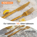 KINGSTONE Silverware Set, Luxury 40 Piece Flatware Set for 8, 18/10 Stainless Steel Cutlery Set with Diamond Cut Pattern for Kitchen, Home, Wedding, Party, Mirror Polished and Dishwasher Safe