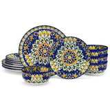vancasso 24 Pieces Dinnerware Sets, Plates and Bowls Set, Porcelain Dishes Set for 6, Microwave and Dishwasher Safe, Scratch Resistant, Bohemian Style Dining Ware Service for 6, Series SIMI