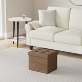 LINMAGCO Ottoman Storage Ottoman with Storage Small Foot Rest Stool Under Desk Stool Short Folding Footrest Linen Cloth Dark Gray 16X12X12IN