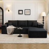 135.4" Cloud Modular Sectional Couch with 1 Ottoman,Modern Minimalist Upholstered Couches, Comfort U Shaped Sofa for Living Room,Deep Seat Corner Couch，No Assembly Required (Black,Left Facing Chaise)