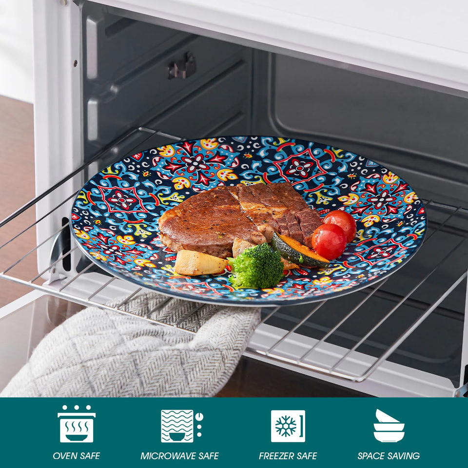 vancasso 24 Pieces Dinnerware Sets, Plates and Bowls Set, Porcelain Dishes Set for 6, Microwave and Dishwasher Safe, Scratch Resistant, Bohemian Style Dining Ware Service for 6, Series SIMI