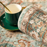 TOPRUUG Washable Oriental Area Rug - 12x15 Rugs for Living Room Soft Carpet for Bedroom Waterproof Floral Distressed Indoor Stain Resistant Non-Shedding Floor Carpets (Green, 12x15)