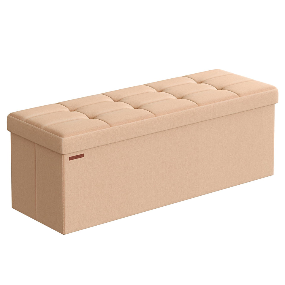 SONGMICS MAZIE Collection - 43 Inches Folding Storage Ottoman Bench, Ottoman Foot Rest, End of Bed Bench, Storage Chest, Load 660 lb, for Living Room, Bedroom, Entryway, Dark Gray ULSF77K