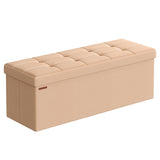 SONGMICS MAZIE Collection - 43 Inches Folding Storage Ottoman Bench, Ottoman Foot Rest, End of Bed Bench, Storage Chest, Load 660 lb, for Living Room, Bedroom, Entryway, Dark Gray ULSF77K