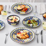 vancasso 24 Pieces Dinnerware Sets, Plates and Bowls Set, Porcelain Dishes Set for 6, Microwave and Dishwasher Safe, Scratch Resistant, Bohemian Style Dining Ware Service for 6, Series SIMI