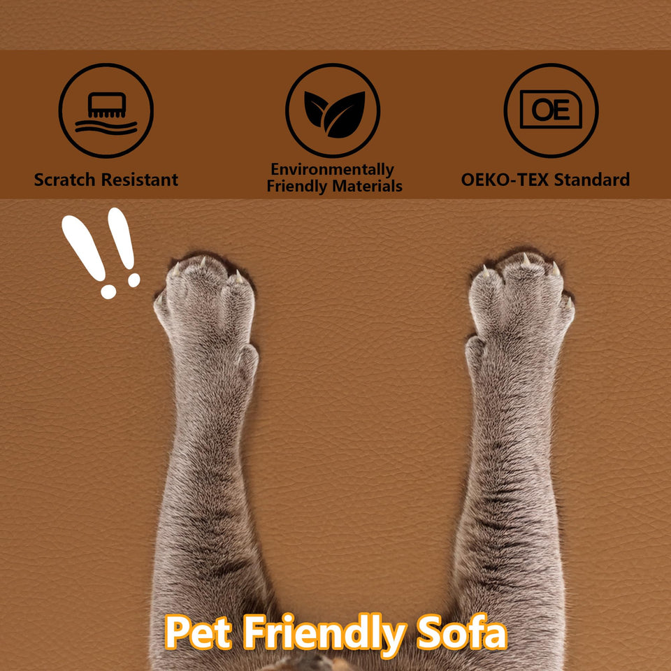 EASE MOOSE Leather Sectional Couch, Oversized Modular Sectional Sofas, Wide Deep Seat Modular Couch, Scratch Resistant Faux Leather Material, L Shaped Sofa for Big Spaces,Beige