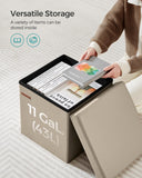 SONGMICS MAZIE Collection - 43 Inches Folding Storage Ottoman Bench, Ottoman with Storage, Foot Rest Stool, Load 660 lb, for Living Room, Synthetic Leather, Black ULSF701