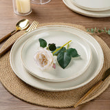 AmorArc Ceramic Dinnerware Sets for 8, 24 Pieces Handpainted Plates and Bowls Set with Rustic Terracotta Underside, Scratch Resistant Stoneware Dishes Set, Dishwasher & Microwave Safe, Light Beige