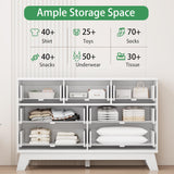 Fluted Dresser for Bedroom with 9 Drawers, 57" Wide Modern Chest of Drawers with Metal Handle, Wooden Dresser TV Stand, Wood Closet Clothes Storage Organizer for Living Room, Hallway, Natural Oak