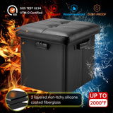 DocSafe Storage Ottoman with Lock,Fireproof Folding Ottoman Foot Rest Stool Storage Chest with Storage Safe for Important Documents,Waterproof 17 Inches Short Ottoman Foot Stool with Handles,Black