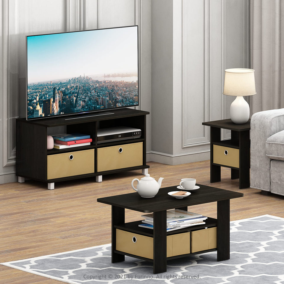 FURINNO Turn-N-Tube Coffee Table, 31.22D x 15.5W x 15.8H in, French Oak Grey/Black/Black