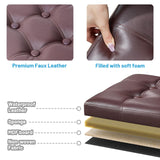 Bsketa Storage Ottoman, Folding Foot Stool with Thicker Foam Padded Seat Small Leather Storage Ottoman Bench Foot Rest for Living Room Foldable Coffee Table 17x13x13in,Black