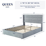 Allewie King Size Lift Up Storage Bed, Modern Wingback Headboard, Hydraulic Support, No Box Spring Needed, Light Beige