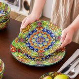 vancasso 24 Pieces Dinnerware Sets, Plates and Bowls Set, Porcelain Dishes Set for 6, Microwave and Dishwasher Safe, Scratch Resistant, Bohemian Style Dining Ware Service for 6, Series SIMI