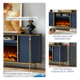 OKD Luxury 70" Fluted TV Stand, Modern Chic Entertainment Center for TVs Up to 80 inches, TV Console with Faux Marble Top, Curved Profile Design, Media Console for Living Room, Natural Oak