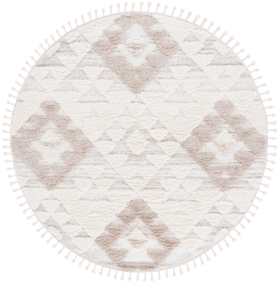 SAFAVIEH Area Rug 8x10 - Moroccan Tassel Shag Collection - Large - Ivory & Brown, Boho Design, Non-Shedding & Easy Cleaning, Plush Pile, Ideal for Living Room, Bedroom, Dining Space (MTS688A)