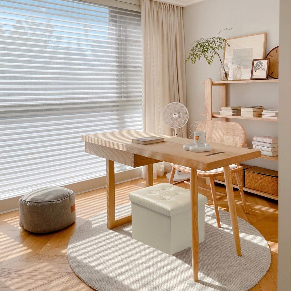 AmasSmile Storage Ottoman Folding Foot Rest Stool, Leather Footstool Bench, Short Ottoman Stool, Storage Foot Rest Store, Books (Black, 17" D x 13" W x 13" H)