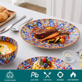 vancasso 24 Pieces Dinnerware Sets, Plates and Bowls Set, Porcelain Dishes Set for 6, Microwave and Dishwasher Safe, Scratch Resistant, Bohemian Style Dining Ware Service for 6, Series SIMI