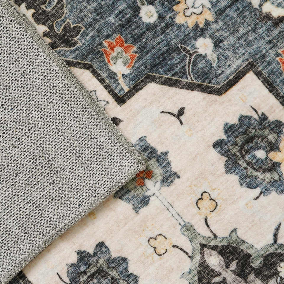 TOPRUUG Washable Oriental Area Rug - 12x15 Rugs for Living Room Soft Carpet for Bedroom Waterproof Floral Distressed Indoor Stain Resistant Non-Shedding Floor Carpets (Green, 12x15)