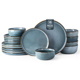 GBHOME Ceramic Dinnerware Sets for 8, 24 Pieces Stoneware Plates and Bowls Sets, Scratch Resistant Dishes, Dishwasher & Microwave Safe, Reactive Glaze-Green Wheat