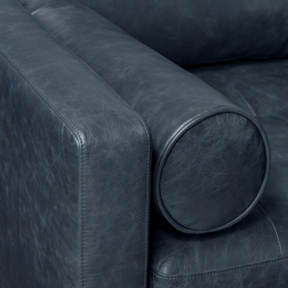 POLY & BARK Napa 72" Apartment Sofa – Italian-Tanned Full-Grain Pure-Aniline or Semi-Aniline Leather, Feather-Down Cushioning, Kiln-Dried Solid Wood Frame, Walnut Legs - Cognac Tan