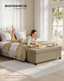 SONGMICS Storage Ottoman Bench, Foldable Foot Rest with Legs, 15 x 43 x 15.7 Inches, End of Bed Bench, Storage Chest, Load up to 660 lb, for Living Room, Bedroom, Entryway, Ink Black ULSF018B01