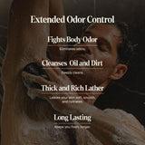 Black Wolf Salicylic Acid Body Wash for Men, 1 Liter - Men's Acne Body Wash - Charcoal Helps Reduce Acne Breakouts & Cleanse Your Skin - Full Coverage & Deep Clean Treatment - Men's Bodywash