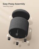 SONGMICS Round Ottoman, Ottoman with Storage, 17.7 Dia. x 17.5 H Inches Foot Rest with Legs, Load up to 330 lb, for Living Room, Bedroom, Dark Gray ULOM011G01