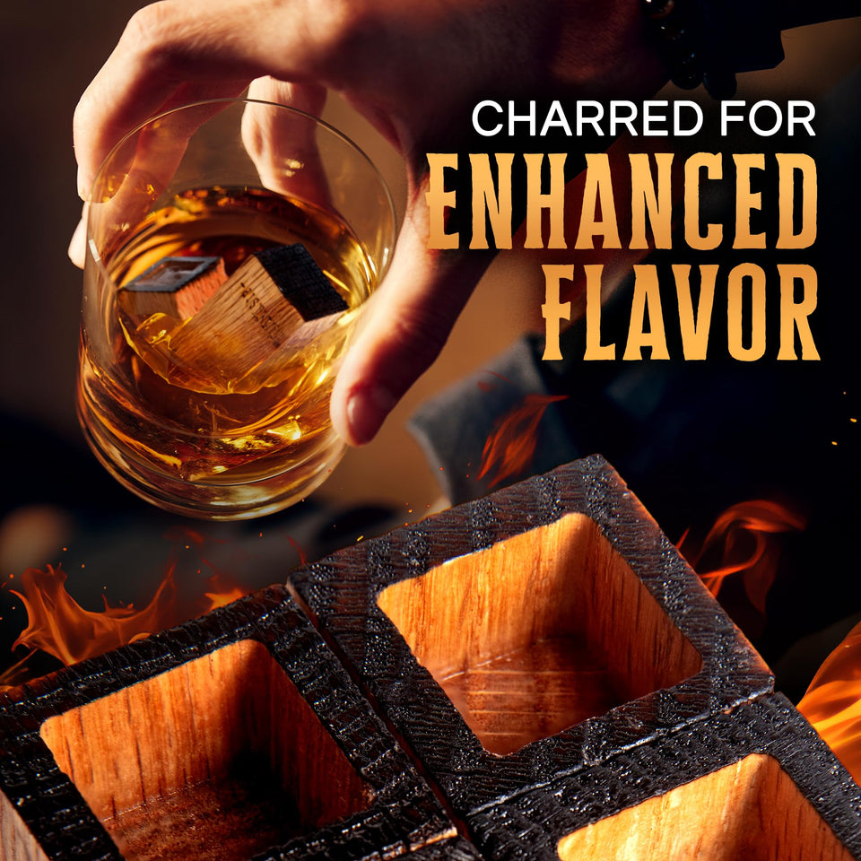 Oaksip The Original Charred Wooden Bourbon Drinking Glass | Charred Old Fashioned Glass | Bourbon Gifts for Men, Dad, or Brother | Whiskey Gifts