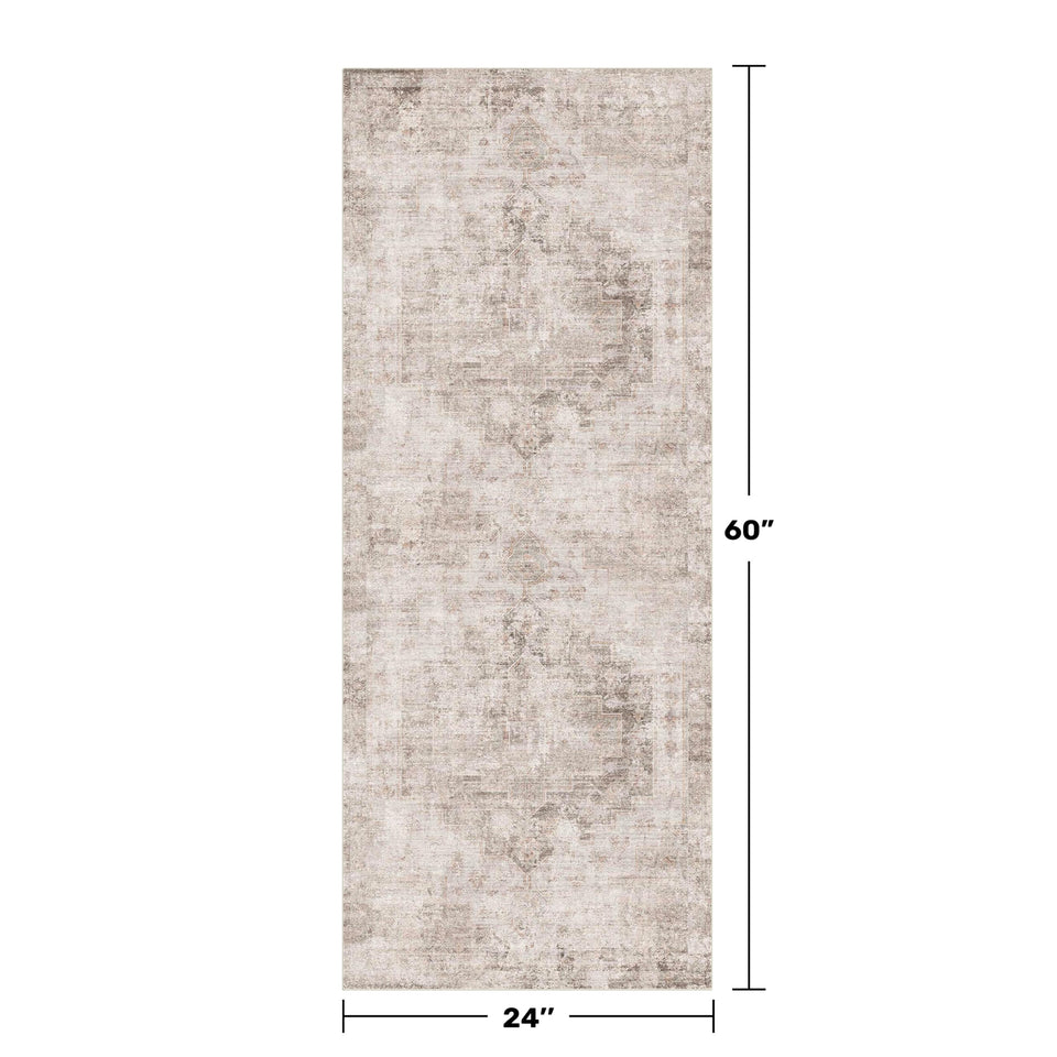 Neutral Living Room Rug - 10x14 Farmhouse Beige Brown Large Area Rug for Dining Room, Bedroom, Low Pile Lightweight Washable