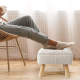 OGEMXU Storage Ottoman, Small Foot Stool Ottoman with Storage, Boucle Teddy Velvet Foot Rest with Padded Seat, Sturdy Wood Legs Stool for Living Room, Bedroom, Couch, Enterway (Cream)